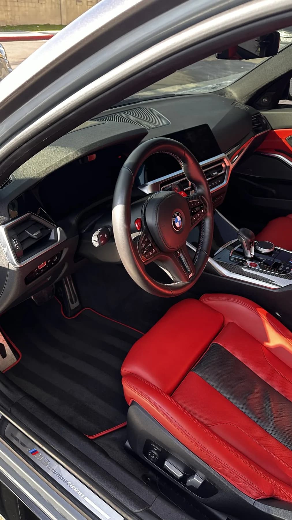 Clean red BMW interior